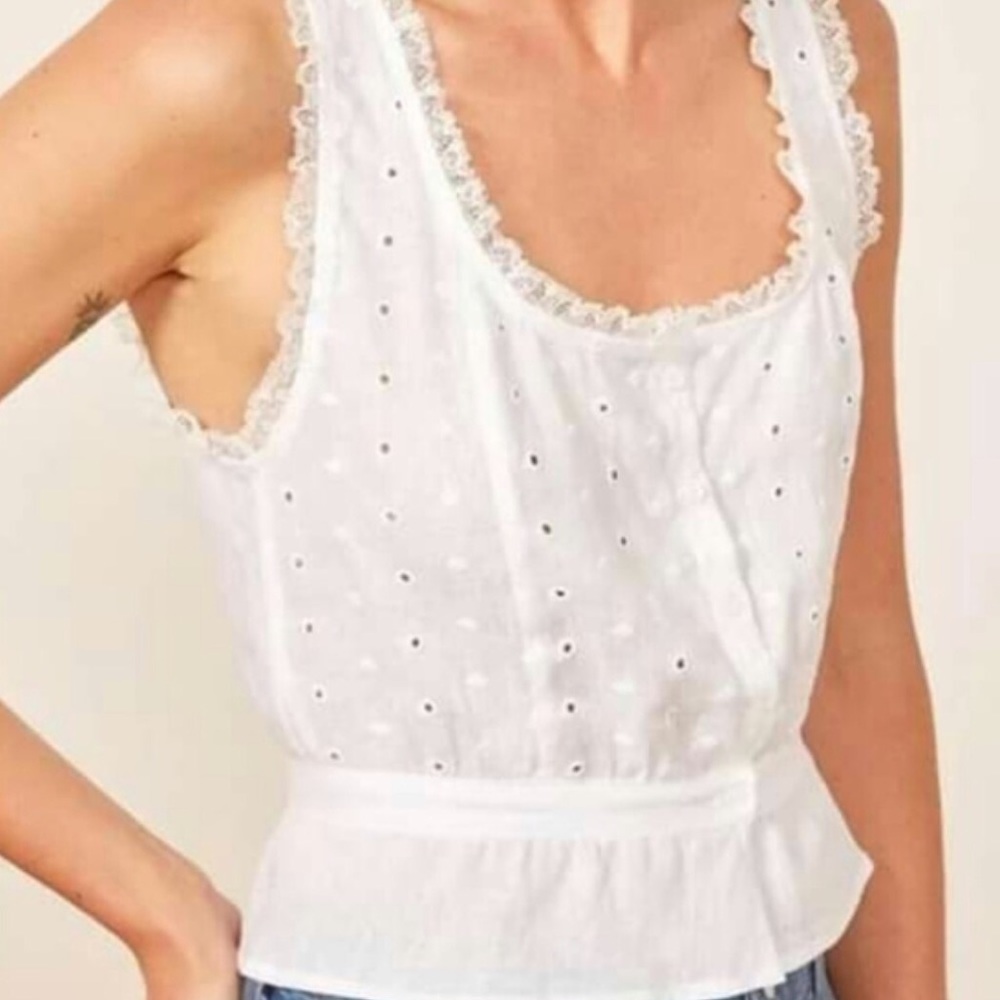 Reformation Luisa Top - white eyelet tank size 6